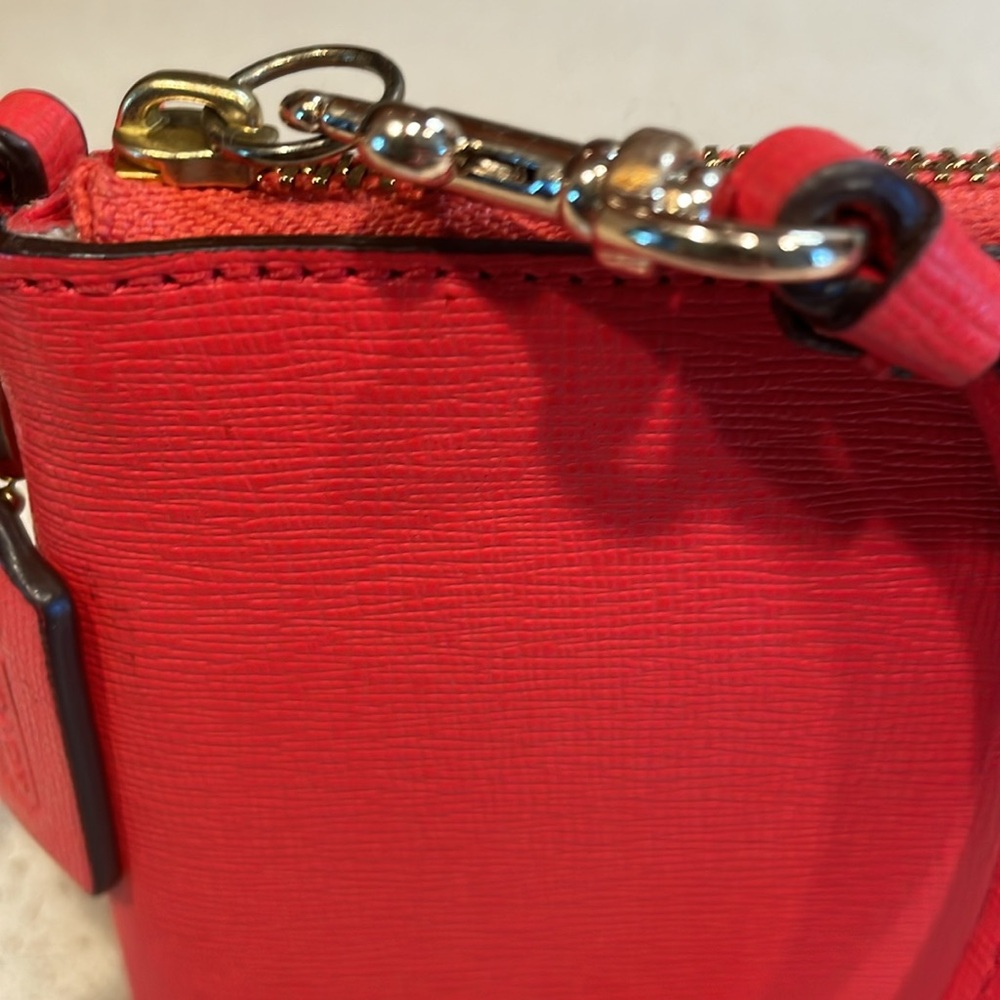 Coach Red Saffiano Leather Wristlet Clutch - Picture 4 of 8